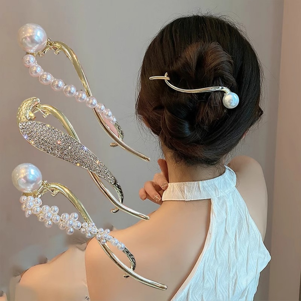 Korean Lifestyle & Kids Boutique - Zarif Glitter inci saç tokası kadınlar